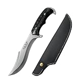Gdekls Jagdmesser mit Lederscheide, 29cm Outdoor Messer, Schwarzer Ergonomischer Griff, Edelstahlklinge mit Etui, Inkl. Messerscheide