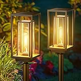 PUAIDA Solarlampen für Außen Garten, 2 Pack Moderne Garten Solarleuchten mit Längere Arbeitzeit, Extrem Helle Solar Gartenleuchten, IP65 Wassserdicht Solar Garten Deko für Balkon Terrase Outdoor