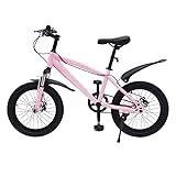 Repomanda 18 Zoll Kinderfahrrad für Mädchen 4.1–4.59ft – V-Brake vorne/hinten, höhenverstellbar, Schutzblech, Reflektoren, mit Taschenlampe & Pumpe – Fahrrad für Kinder