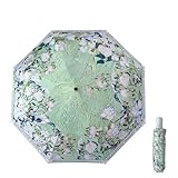 Maibar Reiseschirme UV-beständig Blume Taschenschirme UPF 50 Kompakter Klappschirme SPF 50 Regenschirm UV Schutz für Damen (Knopf zur Automatischen Öffnung)