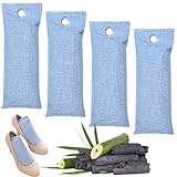 Aktivkohle Schuh Geruchsentferner,4pcs Schuh Geruchsentferner,Geruchsentferner,Schuhdeo Beutel,Bambusaktivkohle Schuh Geruchsfresser,Aktivkohle Geruchsabsorber,Schuhkissen Mit Bambus
