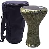 Percussion'Gawharet El' Fan Pro Metal Darbuka Drum Doumbek Gold+Black Power Skin Head