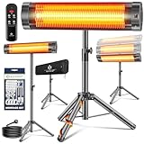 KESSER® Infrarotstrahler Heizstrahler Terrassenstrahler 2500W mit Fernbedienung inkl. Schutzhülle höhenverstellbarem Teleskopstativ Wickeltischstrahler Terrassenheizer Quarzstrahler Infrarot