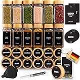 Deco Haus® Gewürzgläser eckig mit Holzdeckel 24er Set [+ Etiketten & Streueinsatz] - Gewürzdosen Set Glas - Gewürzbehälter Spice Jars - Aufbewahrung - Behälter für Gewürze - Gewürzaufbewahrung