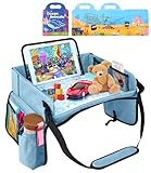 FAOKZE Knietablett Reisetisch,Reisetisch Auto Kinder,Auto Kinder Knietablett,Autoreise Kinder,Auto Tisch Kinder,mit Kinder Stickerbuch,Reisetisch Reise,Outdoor Indoor,Auto Tisch Kinder Geeignet