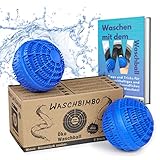 Original Waltola® Öko Waschball Befüllbar - 2er Set - Besonders Stabiler Wäscheball - Waschkugel für Waschmaschine - Waschbälle mit neutralem Geruch - blau