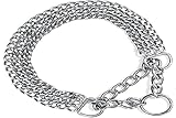 TRIXIE Zug-Stopp-Kettenhalsband Größe L–XL: Halsumfang 55 cm/2,5 mm in silber - stabiles Kettenhalsband 3-reihig für große bis sehr große Hunde, verchromt, leicht zu reinigen, 2267