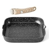 RIOVARM Grillpfanne Induktion 28 cm mit abnehmbaren Griffen, Antihaft Steakpfanne gerillt für alle Herdarten, Für Backofen und Geschirrspüler geeignet, Pfanne mit Ausguss, Bratpfanne ohne PFOA