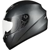 Favoto Motorradhelm Integralhelme für Erwachsene Vollvisierhelm Mopedhelm für Herren Damen Atmungsaktiv ECE Zertifiziert M (57-58cm) Kohlefaser