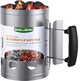 BEAU JARDIN 28x18cm Anzündkamin Rapidfire Grillen Kohle Grillkohleanzünder für BBQ Grillstarter Kompakt Kohlestarter Grillkohleanzünder Grillanzünder Brennsäule für Holzkohlegrill mit Sicherheitsgriff