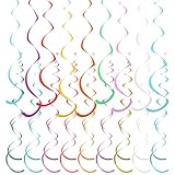 36 Stück Luftschlangen Geburtstag Bunt Deckenhänger Spiral Hängende Wirbel Partydekorationen Rückenwirbel Spiral Folien Ornamente Dekoration für Hochzeiten Jahrestage Abschlussfeiern