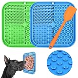 CIICII Schleckmatte Hund, 3Pcs Leckmatte Hund mit Saugnapf (Grün Hunde Leckmatte + Blau Schleckmatte Katze + Orange Pfannenwender) für Hundeleckerli Katzenfutter (Anti Rutsch, BPA-Frei, Silikon)