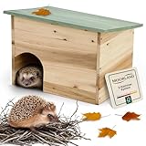 Moorland Igelhaus winterfestes Überwinterungs- & Schlafhaus aus FSC-Holz, 35×27 cm, ohne Boden, belüftetem Labyrinth-Eingang & abnehmbarem Dach – wetterfestes Igelhotel für den Garten – IH4