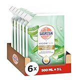 Sagrotan Handseife Nachfüller Aloe Vera – Feuchtigkeitsspendend und stark gegen Bakterien – 6 x 500 ml Handseife