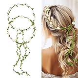Andibro Damen Girlande Stirnband, 2 Stücke Blumenkrone Stirnband Boho Blumen Haarband Handgefertigte Rosenblatt Haarbänder Hochzeits Party Geburtstag Kopfschmuck(weiß+beige)