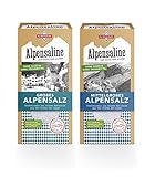 Bad Reichenhaller Alpensaline SET 2er Bundle Mittelgrobes 1kg & Grobes 1kg Alpensalz (2x1000g) | aus reiner Natursole Salz der Alpen | Vorratspackung