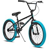 AVASTA18 Zoll Kinderfahrrad Freestyle BMX Fahrrad für 5 6 7 8 Jahre alt Jungen Mädchen und Anfänger, Schwarz mit blauen Reifen
