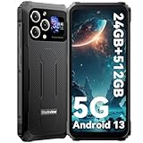 Blackview BL8000 5G Outdoor Smartphone 24GB RAM + 512GB ROM 6.78'' FHD+1.3'' Zurück Dsiplay 120Hz Android 13 Outdoor Handy Ohne Vertrag 8800mAh(33W), 50MP+16MP, Fingerabdruck, NFC, WiFi 6(Schwarz)