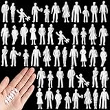 Namalu 50 Miniatur Figuren für Modellbau Stehende und Sitzende Mini Figuren Diorama Unbemalte Weiße Menschenfiguren Architekturmodell Kleine Modelle von Menschen für Miniatur Szenen (Maßstab 1:100)