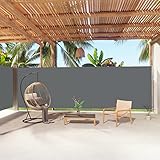 Ausziehbares Outdoor-Rollo 200x1000 cm, UV-Schutz-Rollo für Terrasse & Balkon, automatische Roll-Up-Trennwand aus anthrazitfarbenem Stoff und stilvoll.