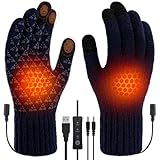 Auniq USB beheizte Handschuhe für Männer Frauen, Handschuhe Heizung Stricken Handschuhe Ski Erhitzt Handschuh Touchscreen wärmende Handschuhe Einstellbare Temperatur Laptop-Handschu für Innen Außen