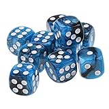 Yourandoll 10 STÜCKE Polyedrische Würfel D6 Würfel 16mm Acryl Dice Spielwürfel for DND RPG Tischspiele (Blau Schwarz)