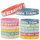 COLOFALLA 12 Stk Motivationsarmbänder auf Deutsch mit Inspirierenden Sprüchen Silikon Armbänder Mutmacher Geschenke Party Mitgebsel Accessoires für Teenager Kinder Schüler Studenten (B)