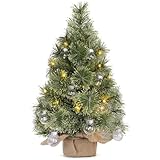 Mini Künstlicher Weihnachtsbaum Mit Beleuchtung 60cm, Weihnachtsdeko Tisch Büro, Tisch Weihnachtsbaum Klein Mit Weihnachtskugel Lichterkette, Christmas Tree With LED, Tannenbaum Für Schaufenster, Haus