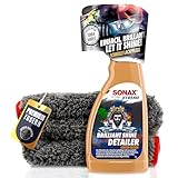 Auto Lackreiniger Set | SONAX XTREME Brilliant Shine Detailer 500ml + Poliertuch | Reiniger zur schnellen Lackpflege für frischen Glanz mit Wasserabperleffekt