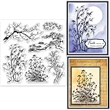 GLOBLELAND Transparente Stempel „Pflanze Bambuskiefer“, Pflanze Bambuskiefer, Dekorative Transparente Stempel, Silikonstempel Für Kartenherstellung Und Fotoalbum-Dekoration Und DIY-Scrapbooking