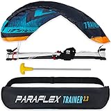 Wolkenstürmer® Paraflex Trainer 3-Leiner Lenkmatte 2.3 (türkis) - Flugfertiger Kite Drachen 230cm mit Trainerbar - Trainer Kite & Windtrainer