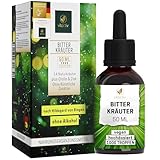 VITACTIV Bitterkräuter - Bittertropfen ohne Alkohol - Erlesene Kräuter plus Cholin & Zink - Bitterstoffe Tropfen nach Hildegard von Bingen - Ohne Künstliche Zusätze, Zuckerfrei, Vegan - 50ml