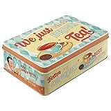 Nostalgic-Art Retro Vorratsdose Flach, 2,5 l, Tea & Cookies Together – Geschenk-Idee für Nostalgie-Fans, Blech-Dose mit Deckel, Vintage Design