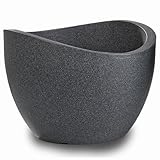 Scheurich Wave Globe, Pflanzgefäß aus Kunststoff, Schwarz-Granit, 30 cm Durchmesser, 22 cm hoch, 19 l Vol.