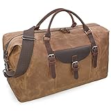 Reisetaschen Herren Leder Wasserdicht Canvas Weekender Tasche Großen Kapazität Reisetasche Unisex Vintage Handgepäck Bag Braun