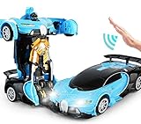 OSBELE Elektronisches ferngesteuertes Auto für Kinder, Transform-Spielzeug, 1/14 elektrisches ferngesteuertes Spielzeugauto, umwandelbares 360°-Rotations-RC-Auto mit einem Schlüssel, für Kinder mit