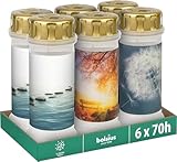 Bolsius Grablicht - mit Motiv - Nr. 6 - Set 6 Stück - Länge Brenndauer - Trauerkerze & Gedenkstätte Kerzen - Sauberes Abbrennen - Ohne Palmöl