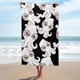 Duschtücher Cooler Tintenfisch Mit Mützenmuster Camping Handtuch Leichtes Schnell Trocknendes Badetuch, Für Schwimmbad, Schwimmen, Picknick, 80x130cm