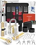 FAHEFANA 38+4-teiliges Lockpicking Set, [2023 Upgrade Version] Dietrich, mit 4 Transparente und 4 Schwarze Verschlusshülsen, Bieten Sie Entsperrungshandbuch für Professionelle Schlosser