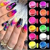 Neon Phosphor-Pigment-Pulver Set Fluoreszierender Nagel Glitzer Augenpulver Maniküre Dekoration Nail Art Staub Pigment Pailletten