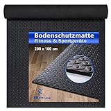 HD Fitness Bodenschutzmatte Unterlage Laufband schalldämmend Rudergerät Matte rutschfest | schwarz 200 x 100 cm