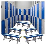 Badehaus - Umkleidebank Umkleidebank für Poolhäuser 150, 180 und 200 cm lang, ABS-Kunststoff-Lamellen Kleider- und Schuhhocker – Wasserdicht & Rutschfest Ruhebänke für Fitnessstudios/Badezimmer(Blue+W