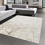 Moderner Schlafzimmer Designerteppich mit glänzenden Ästen abstrakt Creme, 160 x 230 cm