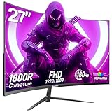 Gawfolk 27 Zoll Curved Gaming Monitor 165Hz/ 180Hz, PC Bildschirm Full HD 1080P, Rahmenloses 1800R Computerbildschirm mit FreeSync und Eye Care Technologie, unterstützt VESA