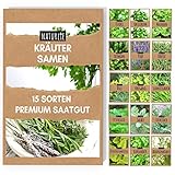 15er Kräuter Samen Set von Naturlie, 15 Sorten Küchenkräuter im Kräutersamen Set, Kräuterset und Gewürzsamen für Küche, Balkon, Garten oder Hochbeet