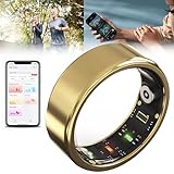 Smart Ring Health Tracker für Frauen und Männer, mit Bluetooth 5.1, Herzfrequenzmesser, HRV, Blutsauerstoffsättigung, Körpertemperatur, Schlaf, Sportübung, Kompatibel mit IOS und Android,Gold-#6