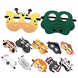 Toddmomy 12 Stück Teiliges Set Tiergesichtsmasken aus Filz für Leichte Cosplay Masken für Halloween und Themenpartys Wiederverwendbare Tiermasken für Kreative Kostüme