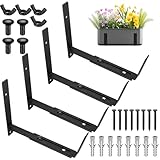 4 Stück Blumenkastenhalterung, Blumenkasten Halterung Balkonkasten Halterung, 15-30cm Verstellbarer Balkonkastenhalterung für Blumenkastenhalter Outdoor Blumenkästen Balkongeländer Geländerkästen