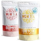 WOW TEA Sommer Körper Tee-Set: Sommer Detox & Abnehm-Tee | Detox-Kit mit 2 Kräutertees zur natürlichen Gewichtsreduktion | Schnell wirkende und anregende Tees für Körperreinigung | 300g, Made in EU