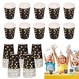 Polartreehome 60 Stück Pappbecher Gold Dot, Einweg Pappbecher, Partybecher Papierbecher, Pappbecher Kindergeburtstag, Trinkbecher Becher Einweg für Hochzeiten Partys Bankett Jahrestag